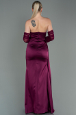 Robe de Soirée Longue Satin Couleur Cerise ABU3175