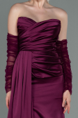 Robe de Soirée Longue Satin Couleur Cerise ABU3175