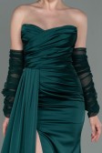 Robe de Soirée Longue Satin Émeraude ABU3175