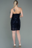 Robe de Cérémonie Courte Squameuse Bleu Marine ABU3176