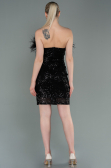 Robe de Cérémonie Courte Squameuse Noir ABU3176
