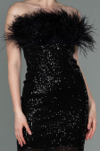 Robe de Cérémonie Courte Squameuse Noir ABU3176