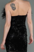Robe de Cérémonie Courte Squameuse Noir ABU3176