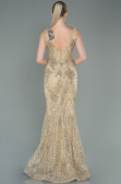 Robe Queue de Poisson Longue Or ABU3178