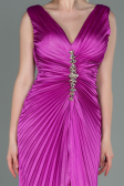 Robe de Soirée Longue Satin Fushia ABU3183