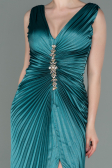 Robe de Soirée Longue Satin Vert Pétrole ABU3183