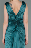 Robe de Soirée Longue Satin Vert Pétrole ABU3183