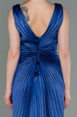 Robe de Soirée Longue Satin Bleu Saxe ABU3183