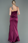 Robe De Fiançaille Satin Longue Couleur Cerise ABU3088
