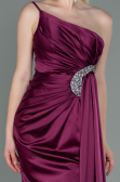 Robe De Fiançaille Satin Longue Couleur Cerise ABU3088