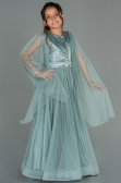 Robe de Soirée Enfants Longue Turquoise ABU3155