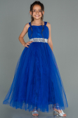 Robe De Soirée Enfants Longue Bleu Saxe ABU3031