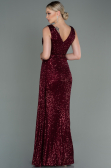 Robe de Soirée Longue Squameuse Rouge Bordeaux ABU3201