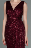 Robe de Soirée Longue Squameuse Rouge Bordeaux ABU3201