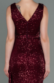 Robe de Soirée Longue Squameuse Rouge Bordeaux ABU3201