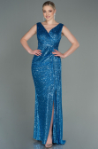 Robe de Soirée Longue Squameuse Indigo ABU3201
