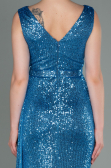 Robe de Soirée Longue Squameuse Indigo ABU3201