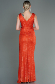 Robe de Soirée Longue Squameuse Orange ABU3201