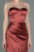 Robe de Soirée Longue Satin Marron Clair ABU3198