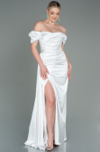 Robe de Fiançaille Satin Longue Blanc ABU1606