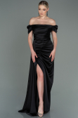 Robe De Fiançaille Satin Longue Noir ABU1606
