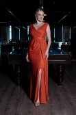 Robe de Soirée Longue Squameuse Orange ABU3201
