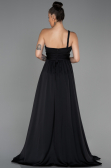 Robe de Soirée Longue Mousseline Noir ABU3204