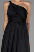 Robe de Soirée Longue Mousseline Noir ABU3204