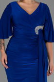 Robe de Soirée Grande Taille Midi Bleu Saxe ABK1801