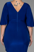 Robe de Soirée Grande Taille Midi Bleu Saxe ABK1801