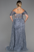 Robe de Soirée Grande Taille Longue Argent ABU3097