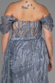 Robe de Soirée Grande Taille Longue Argent ABU3097
