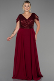 Robe De Soirée Grande Taille Longue Rouge Bordeaux ABU828