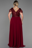 Robe De Soirée Grande Taille Longue Rouge Bordeaux ABU828