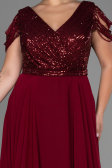 Robe De Soirée Grande Taille Longue Rouge Bordeaux ABU828