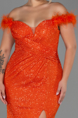 Robe de Soirée Grande Taille Longue Squameuse Orange ABU3193