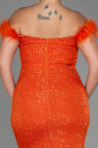 Robe de Soirée Grande Taille Longue Squameuse Orange ABU3193