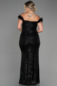Robe de Soirée Grande Taille Longue Squameuse Noir ABU3193