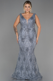 Robe de Soirée Grande Taille Longue Anthracite ABU3214