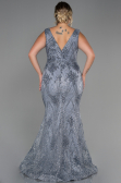 Robe de Soirée Grande Taille Longue Anthracite ABU3214