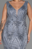 Robe de Soirée Grande Taille Longue Anthracite ABU3214