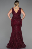 Robe de Soirée Grande Taille Longue Rouge Bordeaux ABU3214