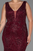 Robe de Soirée Grande Taille Longue Rouge Bordeaux ABU3214