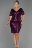 Robe De Soirée Grande Taille Courte Prune ABK686