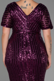 Robe De Soirée Grande Taille Courte Prune ABK686