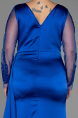 Robe de Soirée Grande Taille Longue Satin Bleu Saxe ABU3223