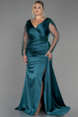 Robe de Soirée Grande Taille Longue Satin Émeraude ABU3223