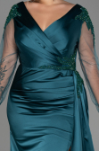 Robe de Soirée Grande Taille Longue Satin Émeraude ABU3223