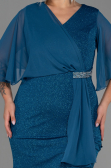 Robe De Soirée Grande Taille Longue Vert Pétrole ABU2857