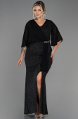 Robe De Soirée Grande Taille Longue Noir-Argent ABU2857